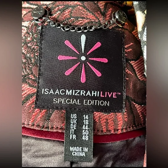 ISAAC MIZRAHI LIVE QVC Metallic Brocade Zippered Jacket Autumnal Colors Sz 14 - Picture 8 of 11